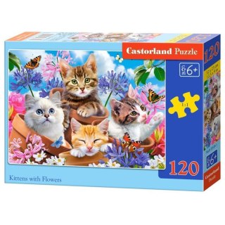 Puzzle 120 elementów Kittens Flowers CASTOR