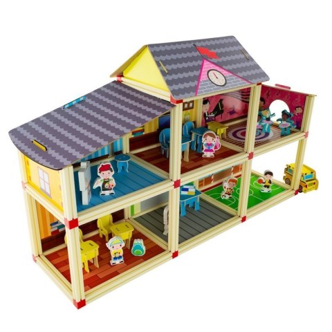 Domek dla lalek Szkoła budynek figurki meble 89x23x55 cm EUROBABY ZABAWKI