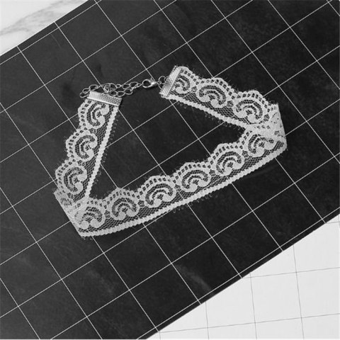Naszyjnik choker obroża ażurowy biały N288B