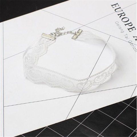 Naszyjnik choker obroża ażurowy biały N288B