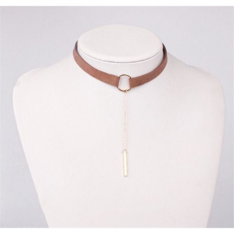 Naszyjnik choker obroża brązowy ze złotą zawieszką