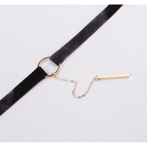 Naszyjnik choker obroża brązowy ze złotą zawieszką
