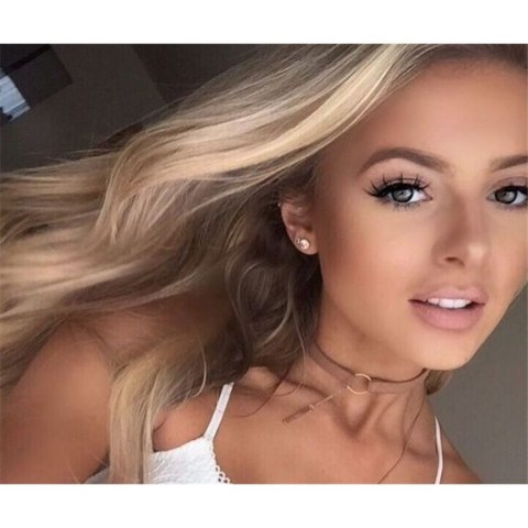 Naszyjnik choker obroża brązowy ze złotą zawieszką