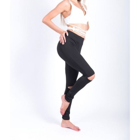 Legginsy getry damskie sportowe fitness czarne LEG19L
