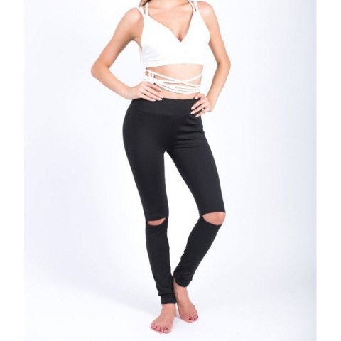 Legginsy getry damskie sportowe fitness czarne LEG19L