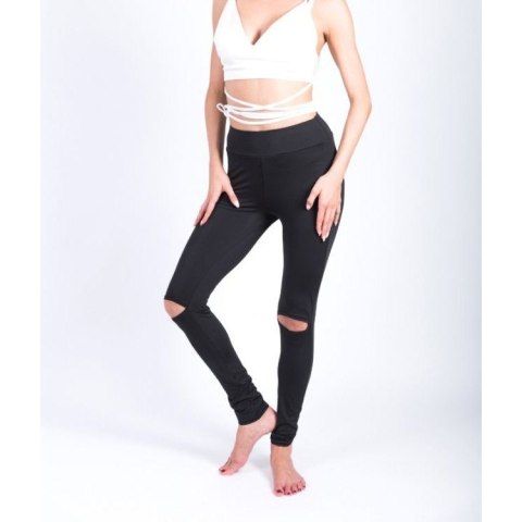 Legginsy getry damskie sportowe fitness czarne LEG19L
