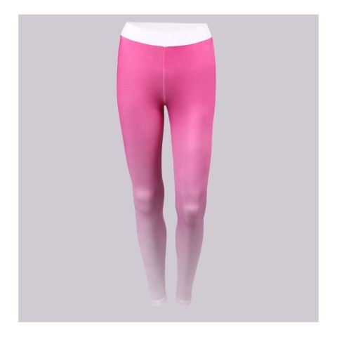 Legginsy sportowe getry fitness damskie różowo białe L