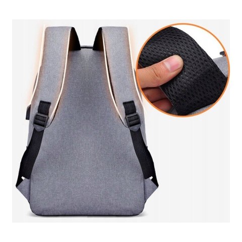 Plecak sportowy miejski na laptopa USB szary