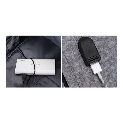Plecak sportowy miejski na laptopa USB szary