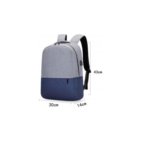 Plecak sportowy miejski na laptopa USB szary