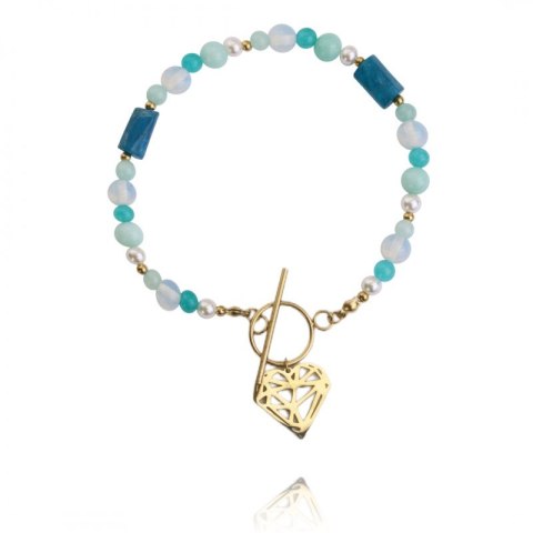 Bransoletka damska stal chirurgiczna pozłacana 14k 19cm