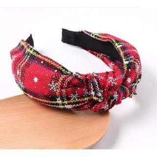 Opaska turban do włosów materiałowa gruba 6,5 cm świąteczna