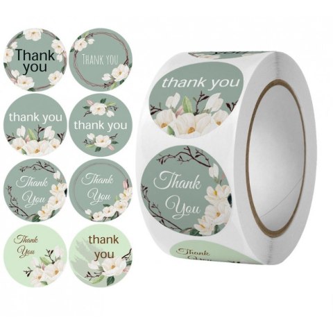 Naklejki Thank You etykiety samoprzylepne rolka 500 sztuk 25mm