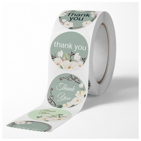 Naklejki Thank You etykiety samoprzylepne rolka 500 sztuk 25mm