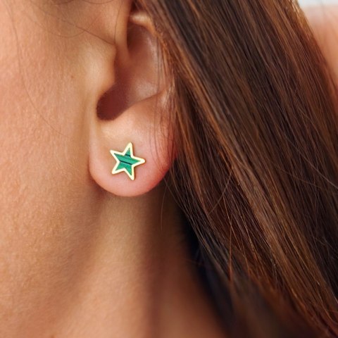Kolczyki wkrętki sztyfty stal chirurgiczna pozłacane 14k 1 cm na 1 cm