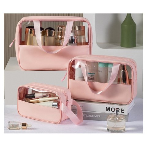Kosmetyczka podróżna organizer kuferek etui pudrowy róż KS89
