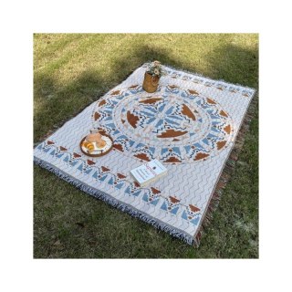 Koc boho narzuta pled dwustronny z frędzlami 130x180 cm