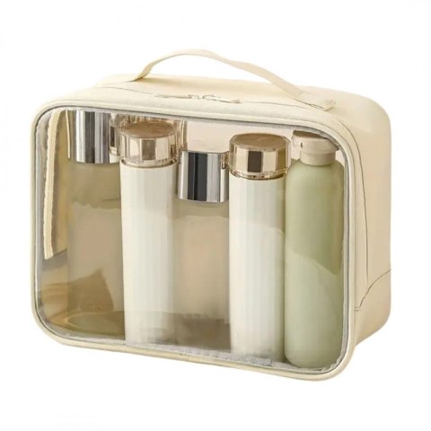 Kosmetyczka organizer podróżny na kosmetyki kremowa 26x20x11cm