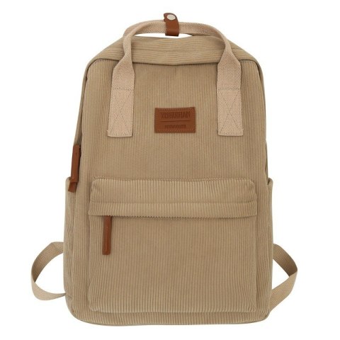 Plecak szkolny sportowy uniwersalny sztruks brązowy