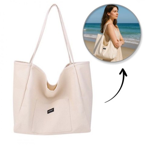 Torba materiałowa na ramię shopper plażowa duża 33x31 cm