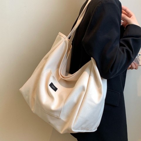Torba materiałowa na ramię shopper plażowa duża 33x31 cm