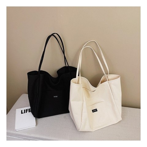 Torba materiałowa na ramię shopper plażowa duża 33x31 cm
