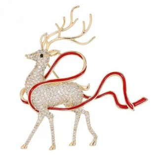 Broszka ozdobna przypinka z kryształkami jelonek