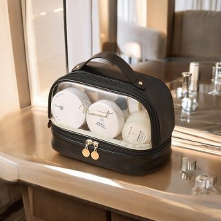 Kosmetyczka organizer podróżny czarna dwupoziomowa 23x13,5x16