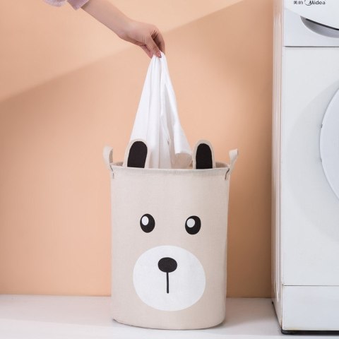 Kosz na zabawki organizer worek na pranie Miś beżowy 40x33 cm 45L