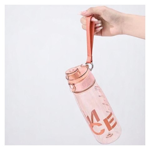 Bidon sportowy butelka na wodę 800ml różowy uchwyt