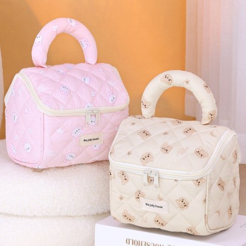 Kosmetyczka kuferek organizer pikowana różowa BUNNY