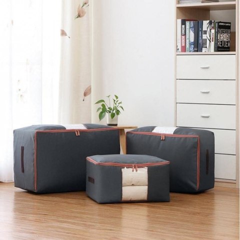 POKROWIEC Kufer NA POŚCIEL UBRANIA ORGANIZER TORBA grafitowa L 50x40x25cm OR105