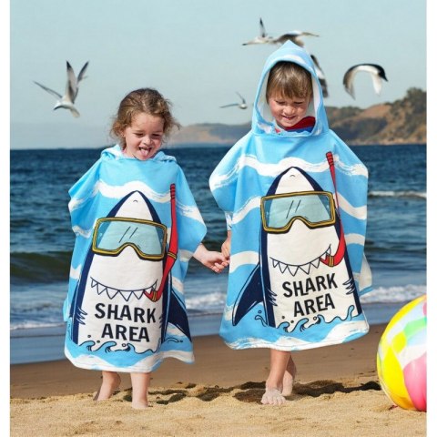 Ręcznik kąpielowy plażowy, na basen peleryna dziecięca SHARK AREA 60 x 60cm PEL02WZ3