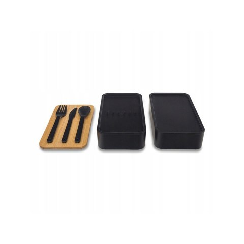 Śniadaniówka LUNCH BOX ze sztućcami, bambus 18,5 x 10,5 x 9,3 cm PJM43
