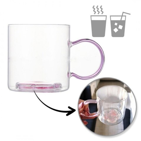 Szklanka termiczna kubek z brokatowym kwiatkiem 250 ml