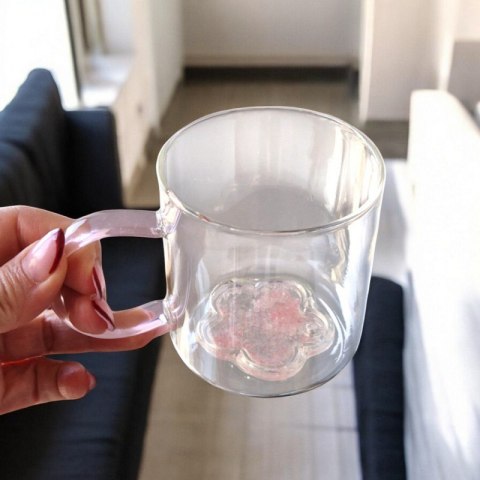 Szklanka termiczna kubek z brokatowym kwiatkiem 250 ml