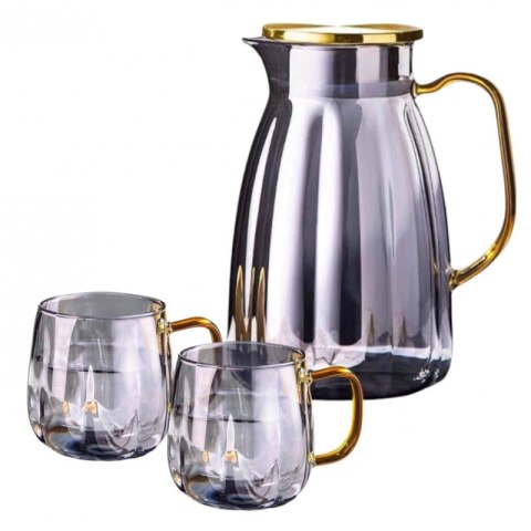 Dzbanek do napojów zestaw ze szklankami ryflowany 1600ml
