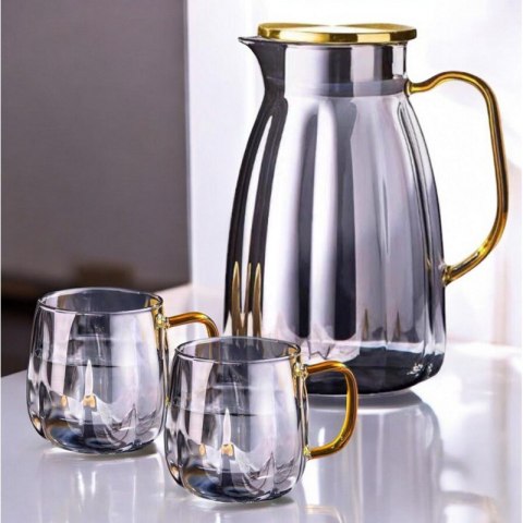Dzbanek do napojów zestaw ze szklankami ryflowany 1600ml