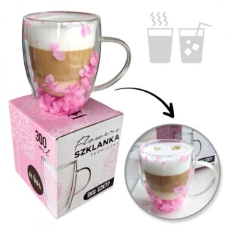 Szklanka termiczna kubek z hortensją róż 300 ml