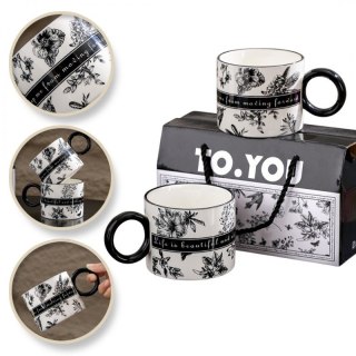 Zestaw kubków ceramicznych filiżanki do kawy herbaty 310ml czarno białe