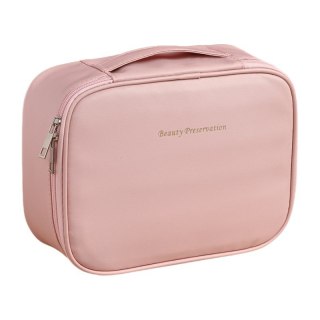 Kosmetyczka rozkładana elegancka kuferek etui z ekoskóry róż KS146R