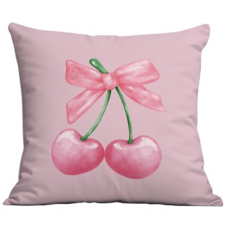 Poszewka na poduszkę dekoracyjna powłoczka 45x45 cm wiśnie kokarda
