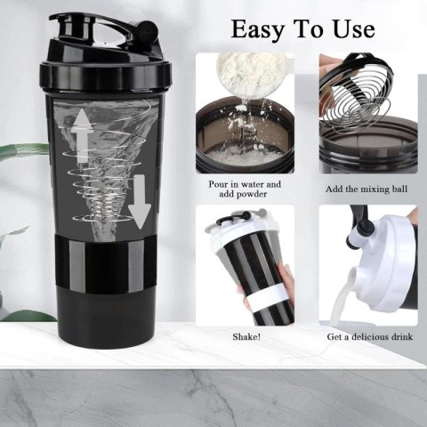 Shaker sportowy bidon do odżywki białkowej z sitkiem 500ml