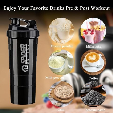 Shaker sportowy bidon do odżywki białkowej z sitkiem 500ml