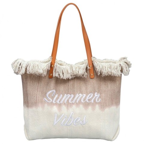 Torba plażowa na zakupy płócienna boho ombre brązowa