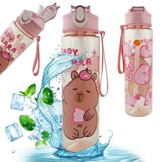 Butelka na wodę, bidon 800ml różowa, KAPIBARA PINK BD56R