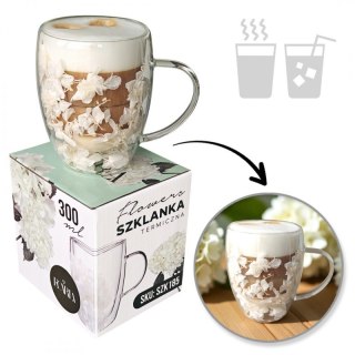 Szklanka termiczna kubek kwiaty hortensje 300ml