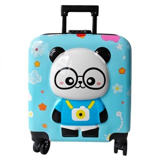 WALIZKA DZIECIĘCA KABINOWA BAGAŻ DZIECI z szyfrem panda niebieska WP07