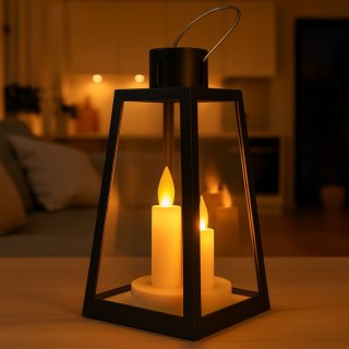 Lampion dekoracyjny LED latarnia świeca 11x22 cm czarny