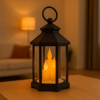 Lampion dekoracyjny LED latarenka świeca 12x21 cm czarna